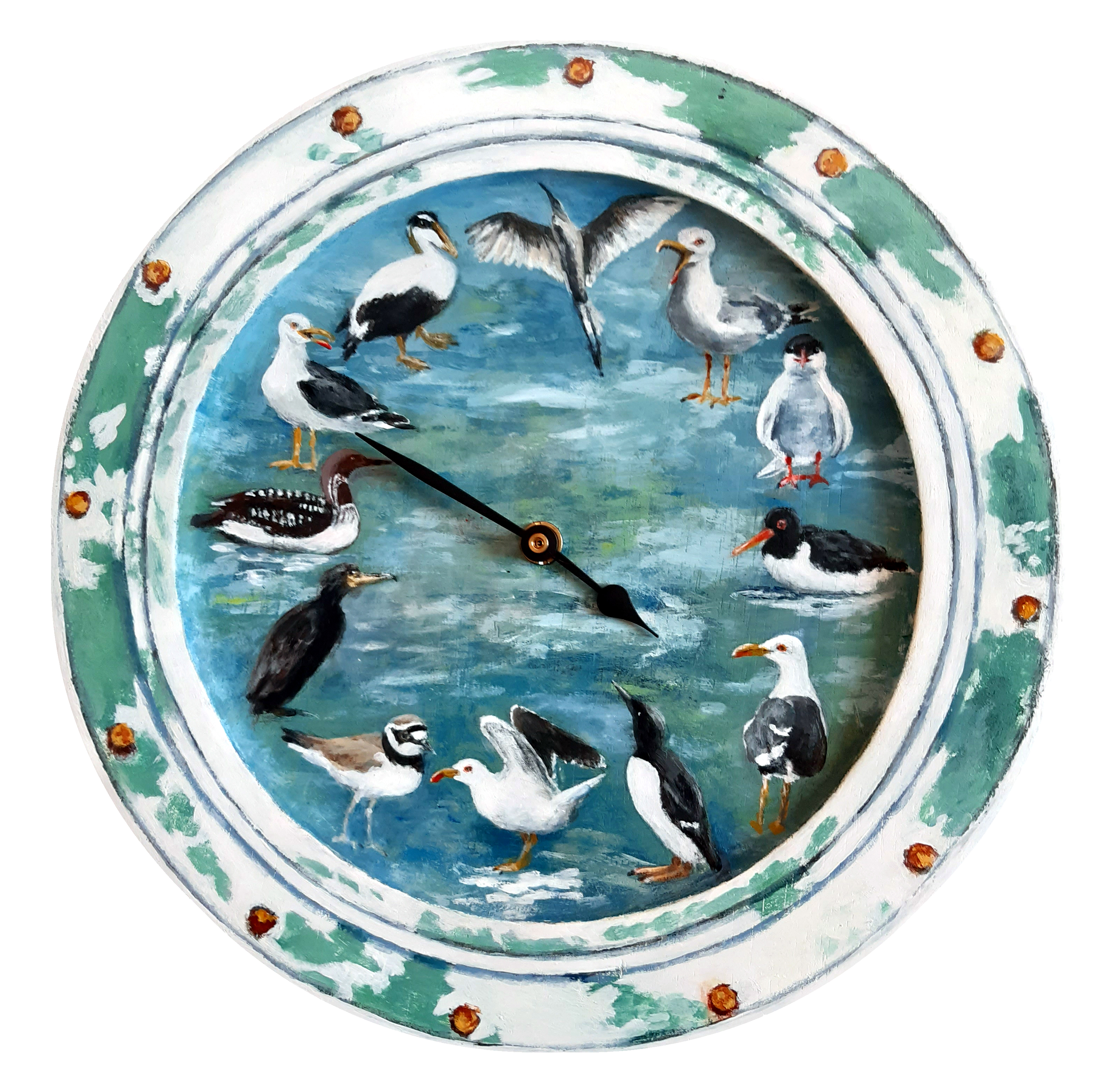 Måsklocka. Akryl diameter 30 cm.