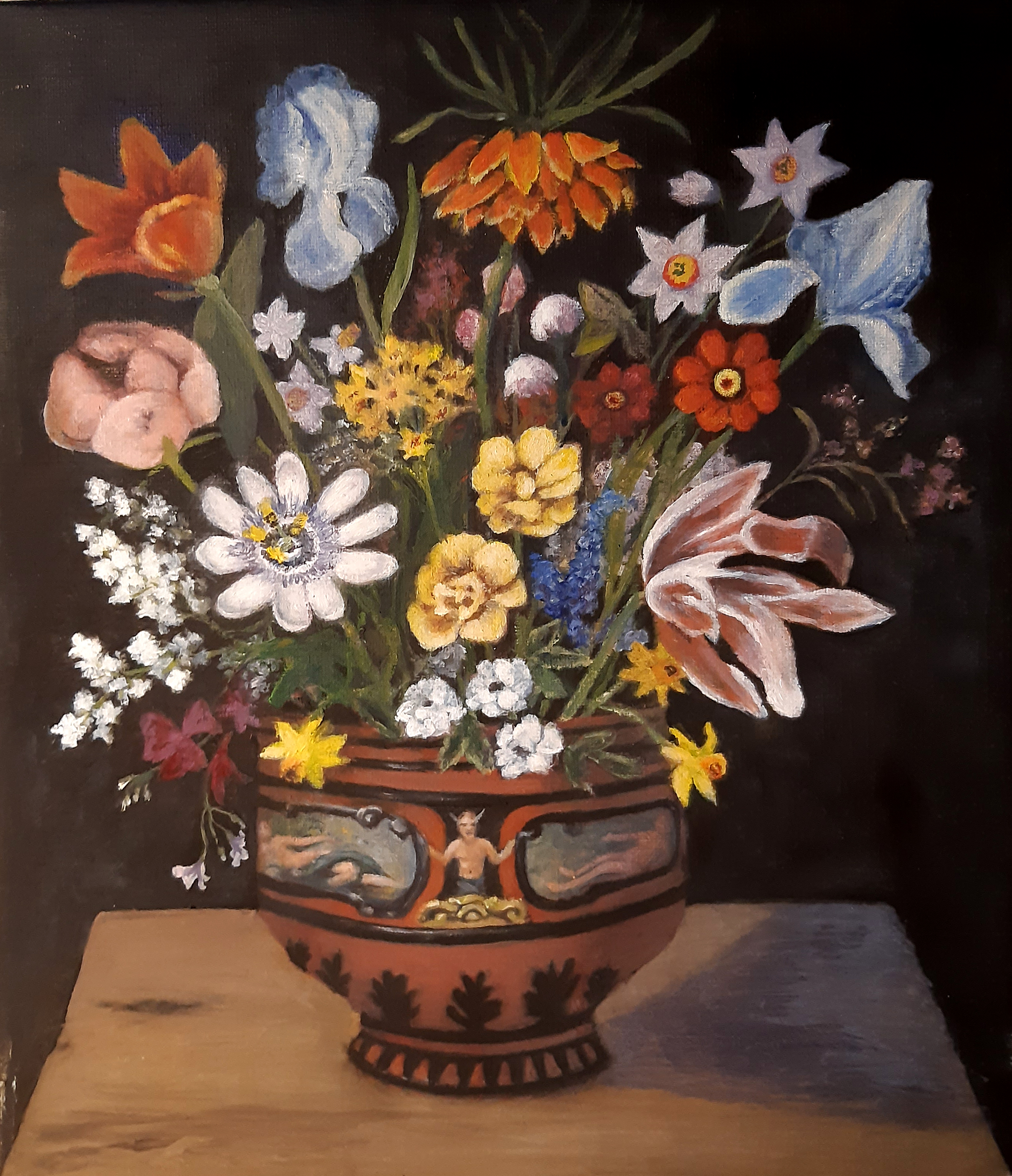 Blomsterprakt. Olja 33x38 cm. I privat ägo.