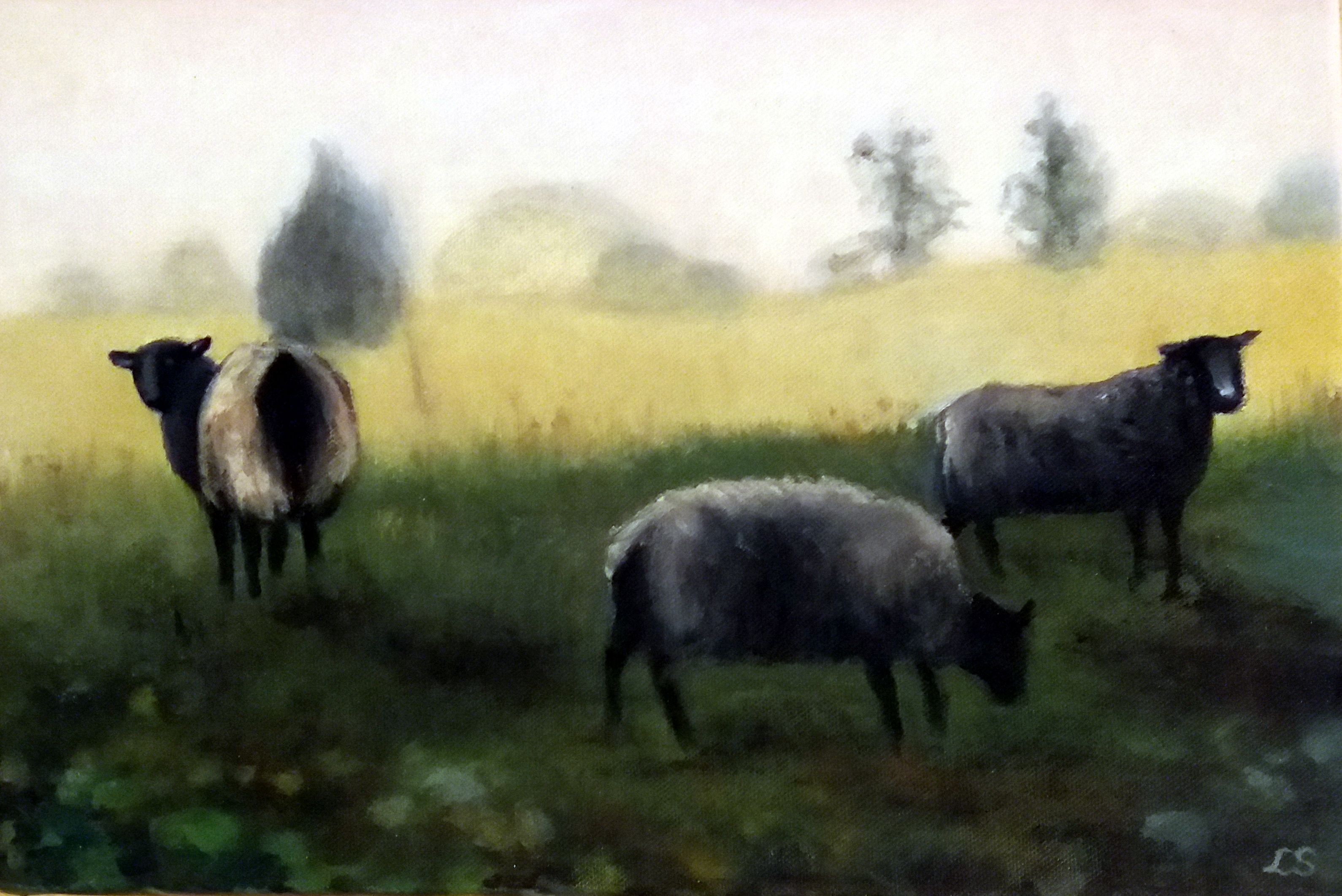 I fårhagen. Olja 30x40 cm. I privat ägo