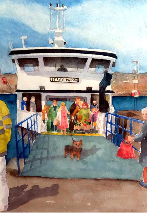 Färja 361 Rönnäng-Dyrön Akvarell 24x32cm. I privat ägo.