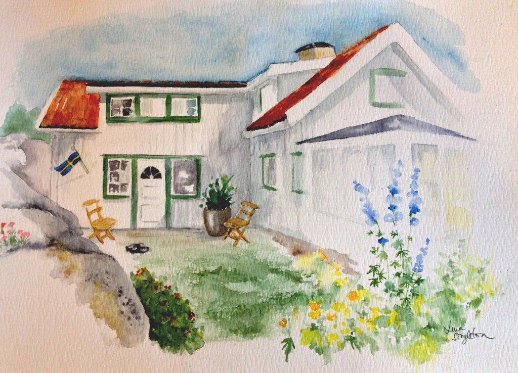 Gunillas hus. Akvarell 30x40 cm. I privat ägo.