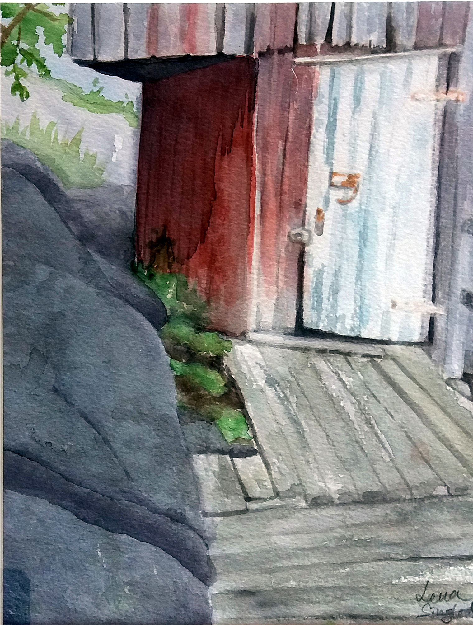 Bod på Koster. Akvarell 25x35 cm. I privat ägo.