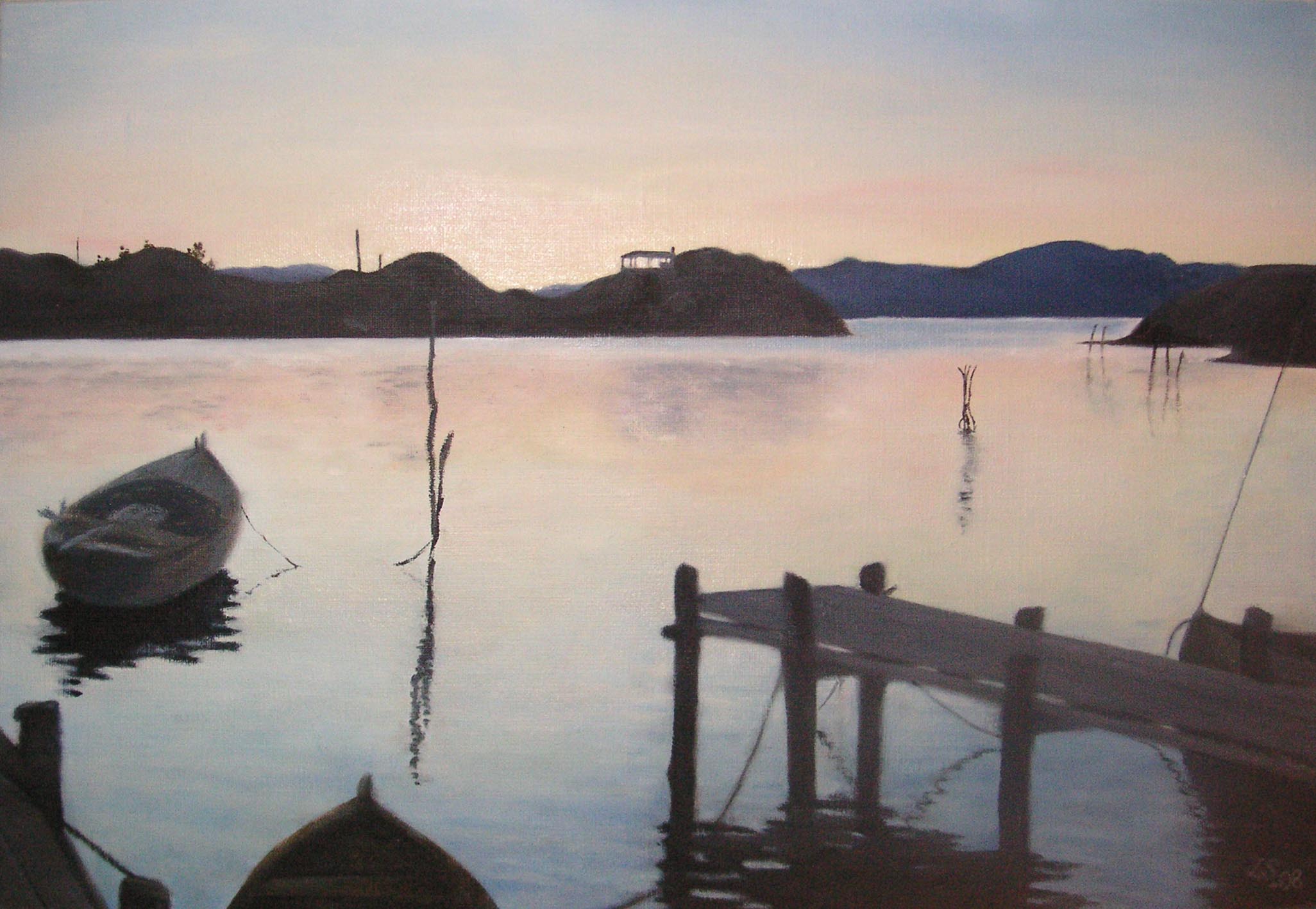 Minnet, Långsjö. Olja 50x37 cm