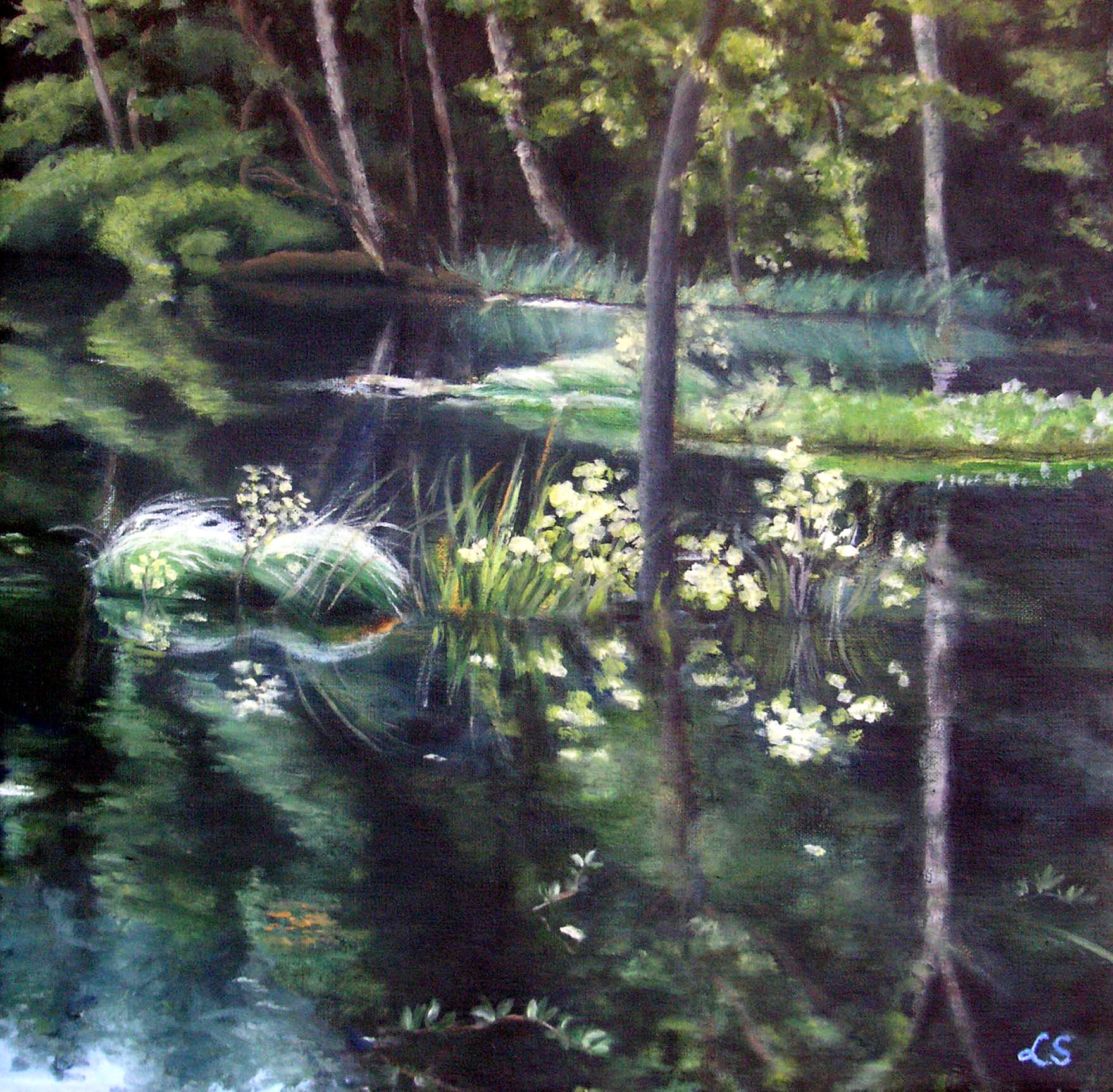 Vattenliv. Olja 40x38 cm. I privat ägo.