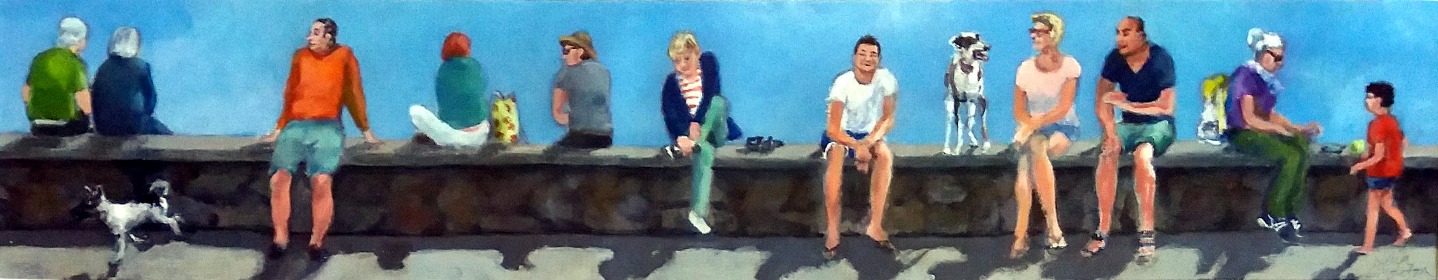 På muren. Akryl 72x15 cm. I privat ägo.